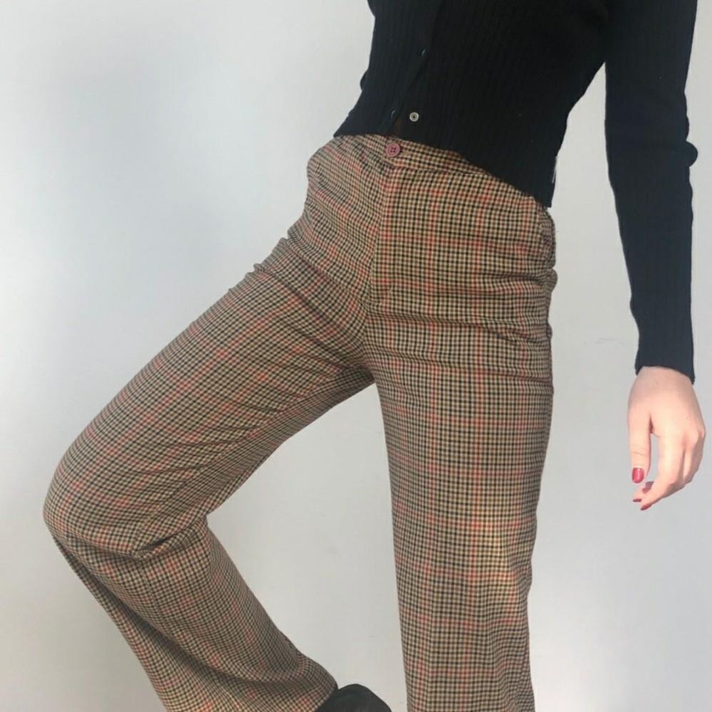 Brandy Melville Brown Tan Checkered Plaid Rory Gilmore Pants